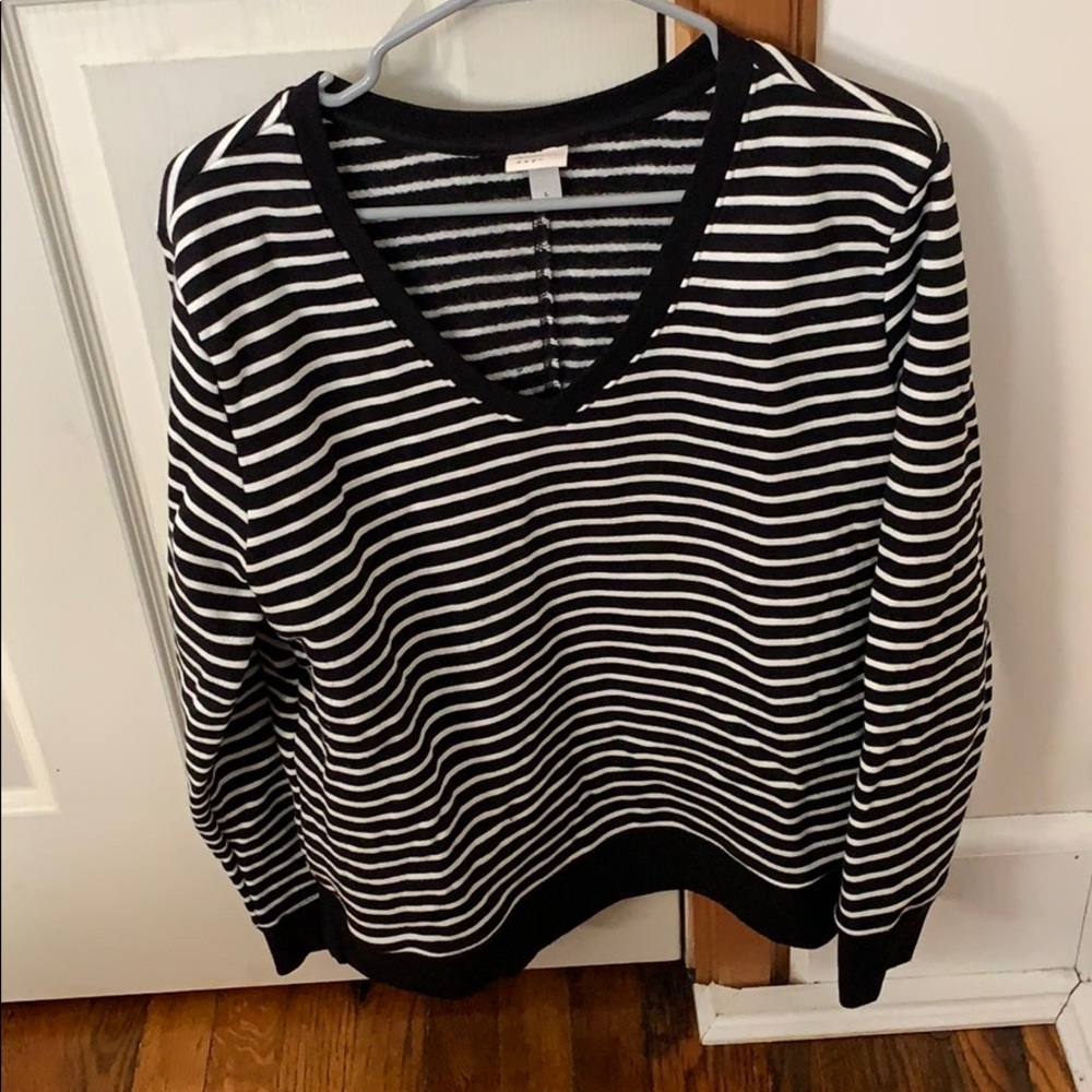Dressy black and white striped sweatshirt